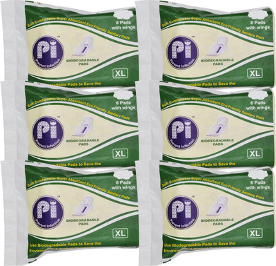 

Pi Pi(Prevent Infection) Biodegradable sanitary pads 100% Oxo-biodegradable Sanitary Pad(Pack of 6)