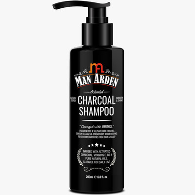 

Man Arden Activated Charcoal Shampoo With Menthol (No Sulphate, Paraben or Silicon), Daily Clarifying and Cleansing Hair Shampoo for Men(200 ml)