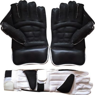 IBEX Regular Wicket Keeping Gloves Combo Black With Inner Gloves Wicket Keeping Gloves(Black)