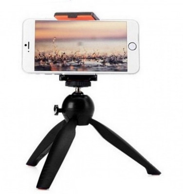 WEBSTER Mini Tripod Mount selfie stick YT-228 7" Tripod with 360° Rotating Ball Head and Mobile Holder Clip Tripod(Black, Supports Up to 1000 g)