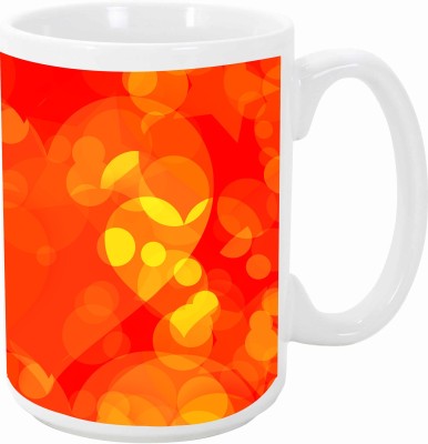 MISTY Yellow & Orange Print Ceramic Coffee Mug(330 ml)