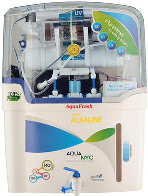 

Aqua Fresh NYC ALKALINE blu ro+uv+uf+tds+ALKALINE 15 L 15 L RO + UV + UF + TDS Water Purifier(White, Blue), Blue;white