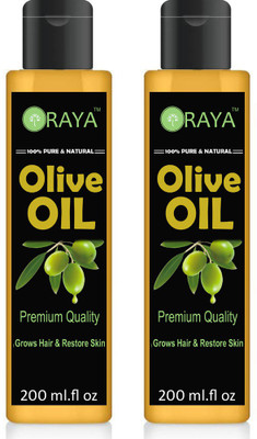 

ORAYA 100% Pure & Natural Extra Light Olive Oil-Combo of 2 bottles of 200 ml(400 ml) (400 ml) Hair Oil(400 ml)