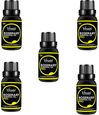 

VIHADO Rosemary Essential Oil 5x Fast Pure Natural - Use For Aromatherapy, Health Boost, Hair Re-Growth, Skin Care, Face OIL (15 ml) (pack of 5)(15 ml)