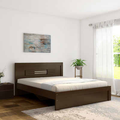 Okra Ruby Engineered Wood Queen Bed(Finish Color - Dark Walnut)