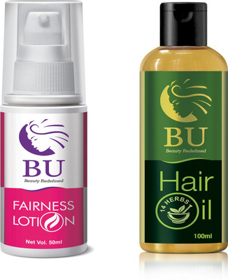

BU Anti Greying Hair Oil and Fairness Cream (100% Organic and Herbal)(Set of 3)