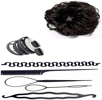 

S R Enterprises hair curly juda ,bumpits and diy kit [pack of 11pcs](Set of 11)