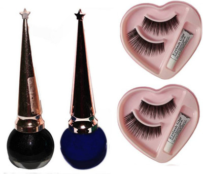 

BBMENOW Liquid eyeliner 3 ml (black, blue) with 2 pcs eye lashes (pack of 4)(Set of 4)