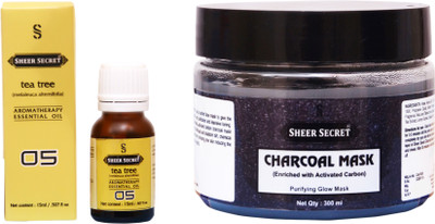 

Sheer Secret Charcoal Mask 300ml and Tea Tree Essential Oil 15ml(Set of 2)
