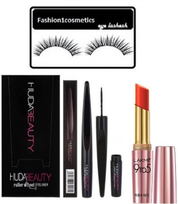 

fashion1cosmetics combo of eyelash,9 t0 5 lipstick,and eyeliner mascara kajal(Set of 5)