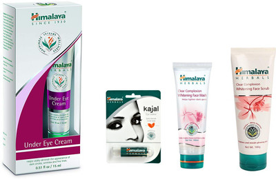 

Himalaya ALMOND EYE KAjAL, clear complexion face scrub,clear complexion face wash, under eye cream(Set of 4)