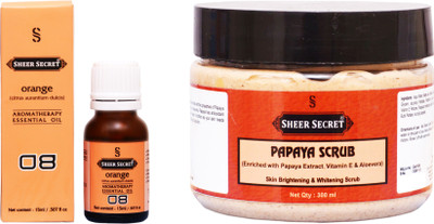 

Sheer Secret Papaya Scrub 300ml and Orange Essential Oil 15ml(Set of 2)
