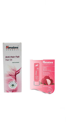 Himalaya anti hair fall oil, litchi lip shine care(Set of 2)