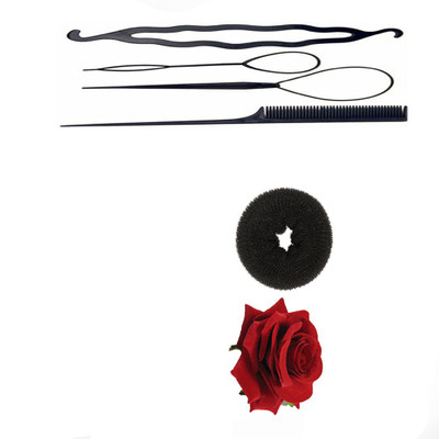 

sr enterprises hair red clips , hair donuts and diy kit tools [pack of 6pcs](Set of 6)