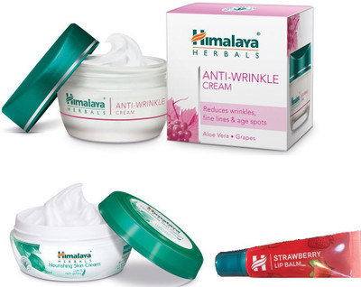 

Himalaya ANTI WRINKLE CREAM, NOURSHING CREAM, STRAWBERRY LIP BALM(Set of 3)