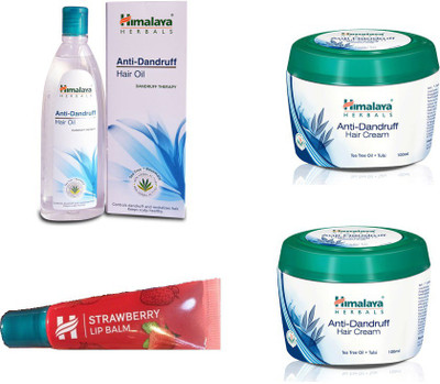 

Himalaya ANTI DANDRUFF HAIR OIL, ANTI DANDRUFF HAIR CREAM, STRAWBERRY LIP BALM(Set of 4)