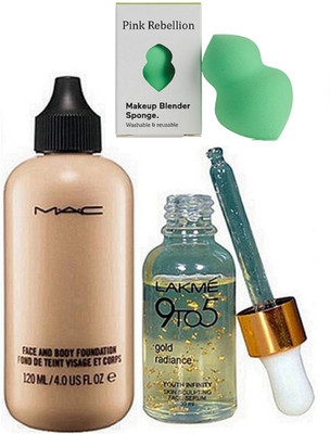 

pink rebellion Sponge Puff, Face & Body foundation, Face Serum(Set of 3)