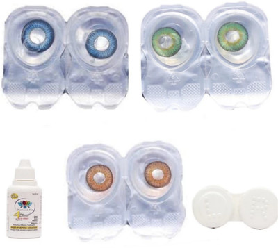 

shah collections combo of 3 unisex contact lens Monthly Contact Lens(00, multi, Pack of 3)