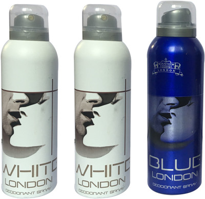 

LONDON BLUE & 2 WHITE ( PACK OF 3) Deodorant Spray - For Men & Women(200 ml, Pack of 3)