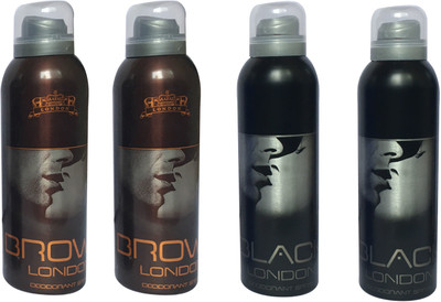 

LONDON 2 BROWN AND 2 BLACK ( PACK OF 4) Deodorant Spray - For Men & Women(200 ml, Pack of 4)
