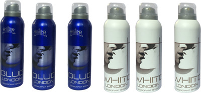 

LONDON BLUE AND WHITE ( PACK OF 6) Deodorant Spray - For Men & Women(200 ml, Pack of 6)