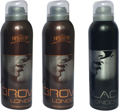 

LONDON 2 BROWN AND 1 BLACK ( PACK OF 3) Deodorant Spray - For Men & Women(200 ml, Pack of 3)