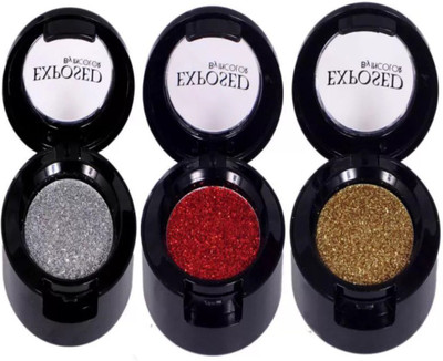 

Incolor Exposed Glitter Shimmer Silver,Red & Golden Eyeshadow Pack of 3 Each 4.5 g(Silver,Red & Golden)