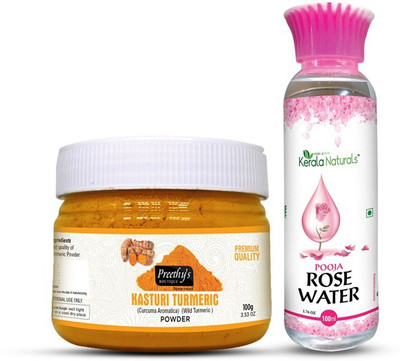 

Preethy's Boutique Premium Quality Kasturi turmeric powder 100gm+ Rose water 100ml(200 g)