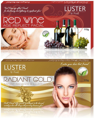 

Luster Red Wine & Radiant Gold Facial Kit (New Pack) 230 g(Set of 2)