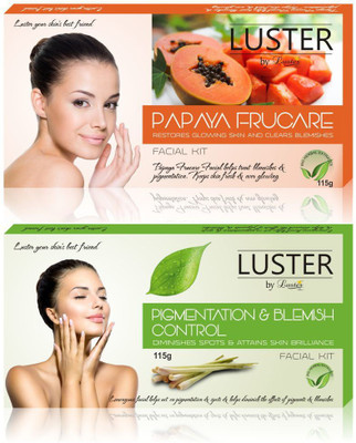 

Luster Papaya Frucare & Pigmentation & Blemish Control Facial Kit (New Pack) 230 g(Set of 2)