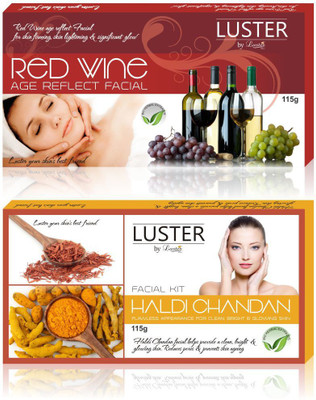 

Luster Red Wine & Haldi Chandan Facial Kit (New Pack) 230 g(Set of 2)