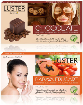 

Luster Chocolate & Papaya Frucare Facial Kit (New Pack) 230 g(Set of 2)