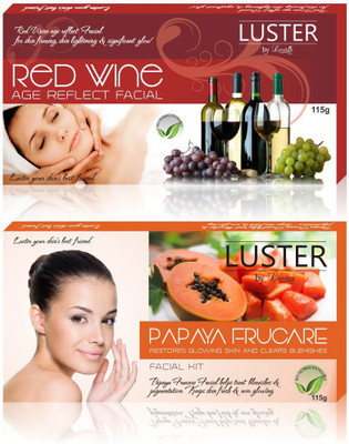 

Luster Red Wine & Papaya Frucare Facial Kit (New Pack) 230 g(Set of 2)