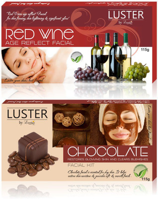 

Luster Red Wine & Chocolate Facial Kit (New Pack) 230 g(Set of 2)