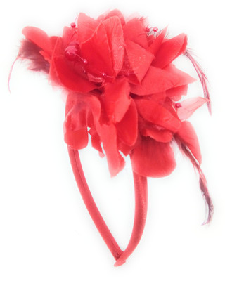 

SKD Flower Toddler Hairband with Pearls and feather/Hairband for Girls Newborn Teens (Red) Head Band(Red)