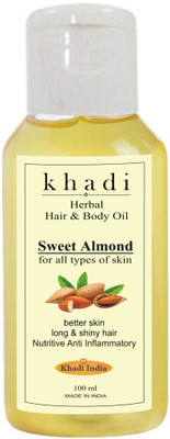 

Khadi Premium, Herbal, Natural & Ayurvedic Pure Sweet Almond Oil -For Skin & Hair Care Badam Oil Hair Oil(100 ml)