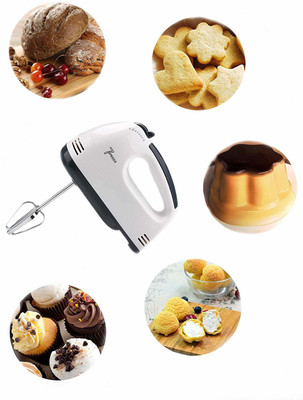 

BMS Lifestyle Electric Hand Mixer With Stainless Steel Attachments, 7 -Speed, Includes; Beaters, Dough Hooks 180 W Hand Blender(White)