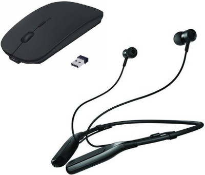 

ROQ Wireless Bluetooth Headset With Ultra Slim Wireless Optical Mouse(USB, Black,Black)