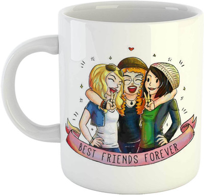 Jbn Best Friends Forever | White Ceramic with Handle | Special Gift for your loved ones | Friendship & Reunion Special , 350ml Ceramic Coffee Mug(350 ml)