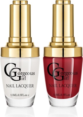 

Gorgeous Girl Glossy Nail Lacquer Floral White-01 & Deep Maroon-17(Pack of 2)