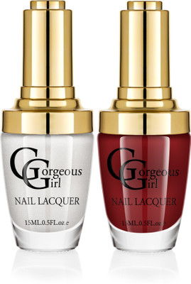 

Gorgeous Girl Glossy Nail Lacquer Bulganian Rose-04 & Silver White Glitter-19(Pack of 2)