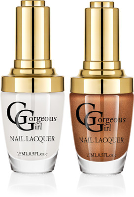 

Gorgeous Girl Glossy Nail Lacquer Floral White-01 & Copper Glitter-37(Pack of 2)