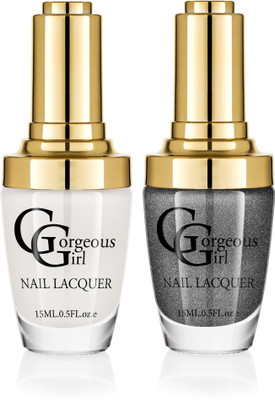 

Gorgeous Girl Glossy Nail Lacquer Floral White-01 & Rifle Green Glitter-39(Pack of 2)