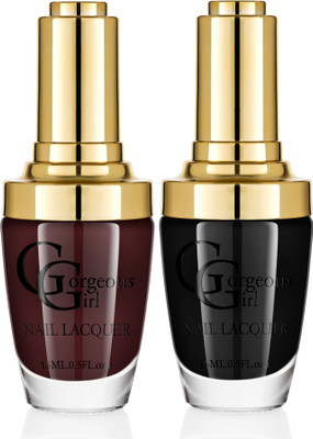 

Gorgeous Girl Glossy Nail Lacquer Rich Black-02 & Black Bean-28(Pack of 2)