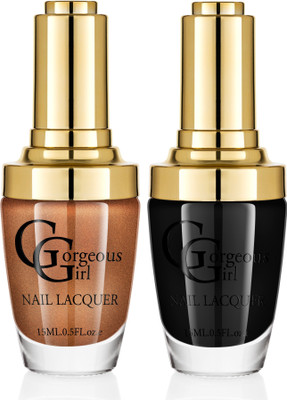 

Gorgeous Girl Glossy Nail Lacquer Rich Black-02 & Copper Glitter-37(Pack of 2)