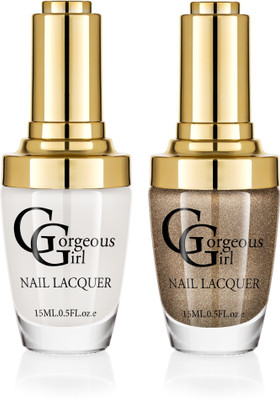 

Gorgeous Girl Glossy Nail Lacquer Floral White-01 & Iconic Gold Glitter-40(Pack of 2)