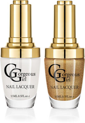 

Gorgeous Girl Glossy Nail Lacquer Floral White-01 & Gold Glitter-20(Pack of 2)