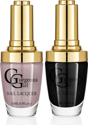 

Gorgeous Girl Glossy Nail Lacquer Rich Black-02 & Shadow-14(Pack of 2)