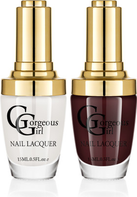 

Gorgeous Girl Glossy Nail Lacquer Floral White-01 & Black Bean-28(Pack of 2)