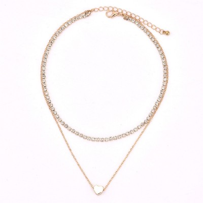 Oomph Combo Of 2 Gold Tone Crytsal Studded Heart Motif Beads Gold-plated Plated Alloy Necklace Set